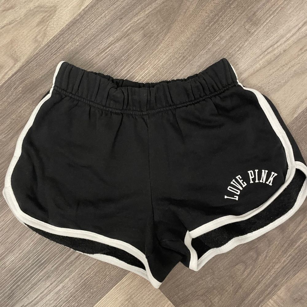 PINK Victoria's Secret Black Athletic Shorts with White Trim